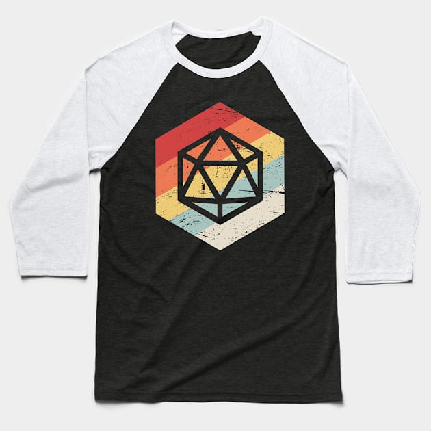 Retro 70s D20 Icon | Roleplaying Game Baseball T-Shirt by Wizardmode